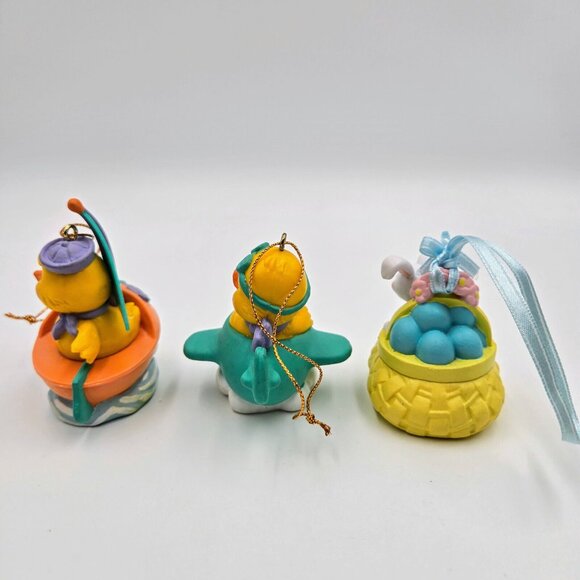 Easter Hanging Ornaments Duck Boat Chick Plane Rabbit Basket Eggs Lot Of 3 Read - Picture 3 of 9
